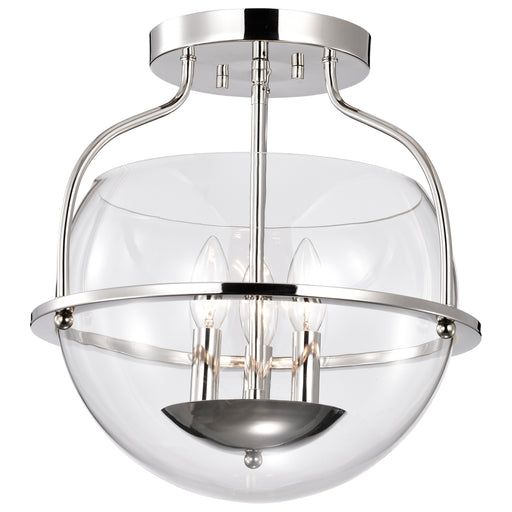 SATCO/NUVO Amado 3 Light Semi Flush Mount Polished Nickel Finish Clear Glass (60-7822)