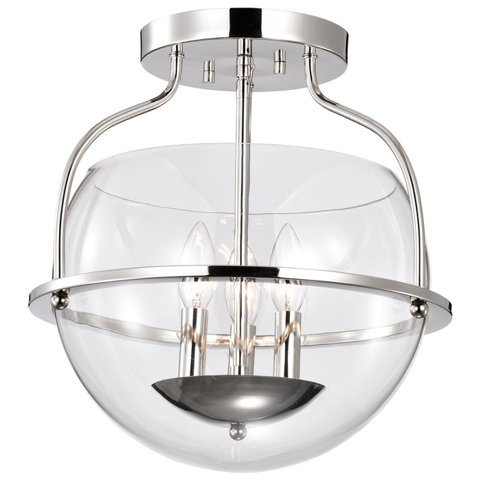 SATCO/NUVO Amado 3 Light Semi Flush Mount Polished Nickel Finish Clear Glass (60-7822)