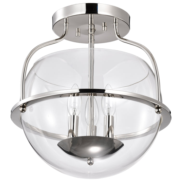 SATCO/NUVO Amado 3 Light Semi Flush Mount Polished Nickel Finish Clear Glass (60-7822)