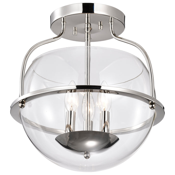 SATCO/NUVO Amado 3 Light Semi Flush Mount Polished Nickel Finish Clear Glass (60-7822)