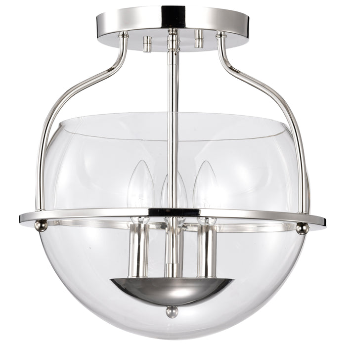 SATCO/NUVO Amado 3 Light Semi Flush Mount Polished Nickel Finish Clear Glass (60-7822)
