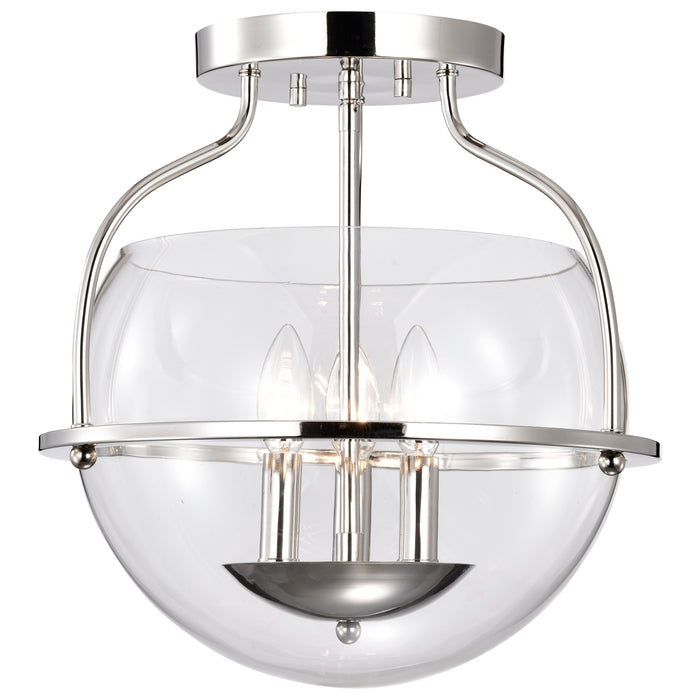SATCO/NUVO Amado 3 Light Semi Flush Mount Polished Nickel Finish Clear Glass (60-7822)