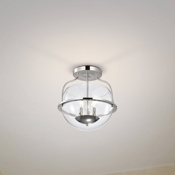 SATCO/NUVO Amado 3 Light Semi Flush Mount Polished Nickel Finish Clear Glass (60-7822)