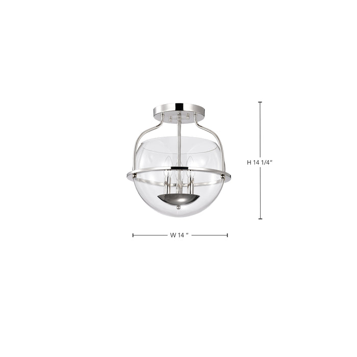 SATCO/NUVO Amado 3 Light Semi Flush Mount Polished Nickel Finish Clear Glass (60-7822)