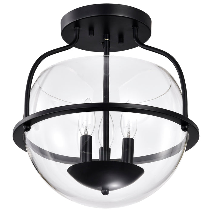 SATCO/NUVO Amado 3 Light Semi Flush Mount Matte Black Finish Clear Glass (60-7823)
