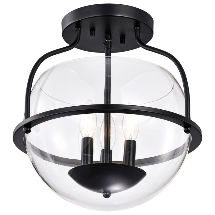 SATCO/NUVO Amado 3 Light Semi Flush Mount Matte Black Finish Clear Glass (60-7823)