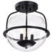 SATCO/NUVO Amado 3 Light Semi Flush Mount Matte Black Finish Clear Glass (60-7823)