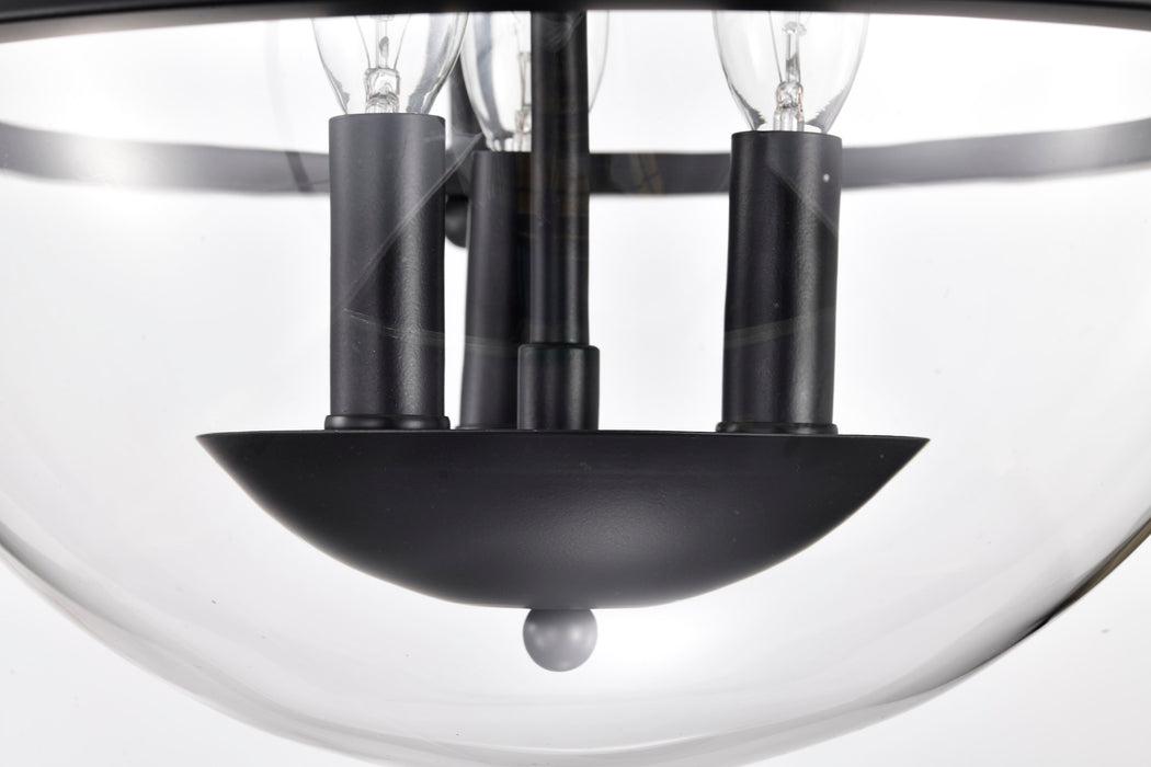 SATCO/NUVO Amado 3 Light Semi Flush Mount Matte Black Finish Clear Glass (60-7823)
