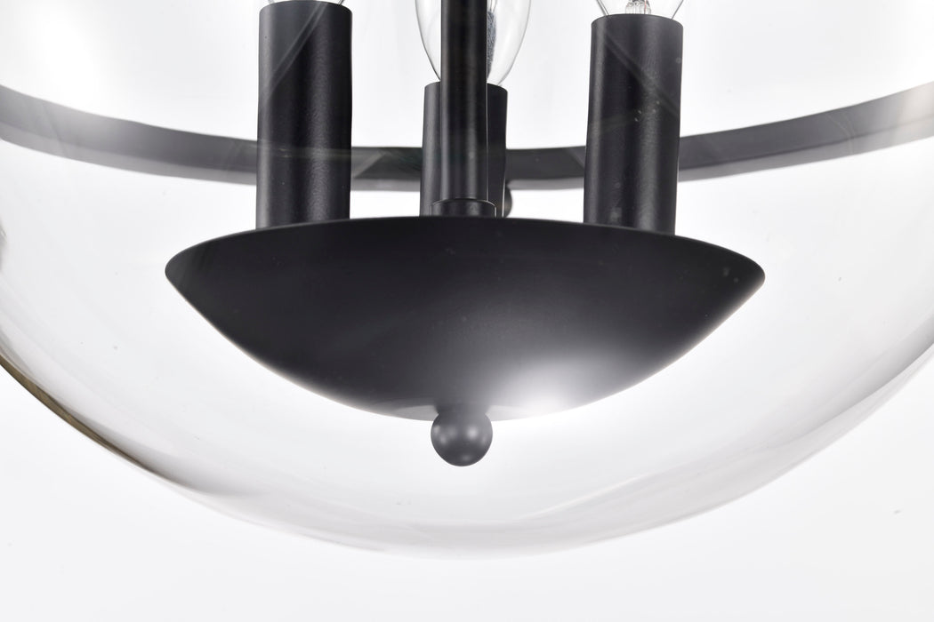 SATCO/NUVO Amado 3 Light Semi Flush Mount Matte Black Finish Clear Glass (60-7823)