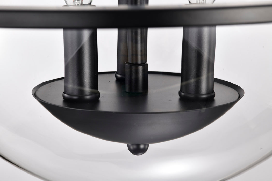 SATCO/NUVO Amado 3 Light Semi Flush Mount Matte Black Finish Clear Glass (60-7823)