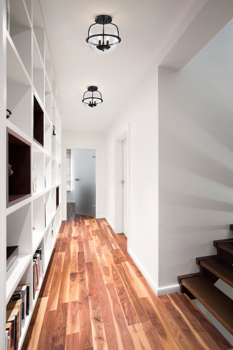 SATCO/NUVO Amado 3 Light Semi Flush Mount Matte Black Finish Clear Glass (60-7823)