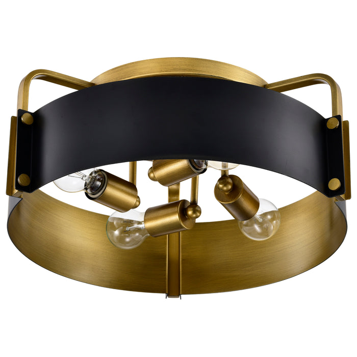 SATCO/NUVO Altos 4 Light Semi Flush Matte Black And Natural Brass Finish (60-7841)