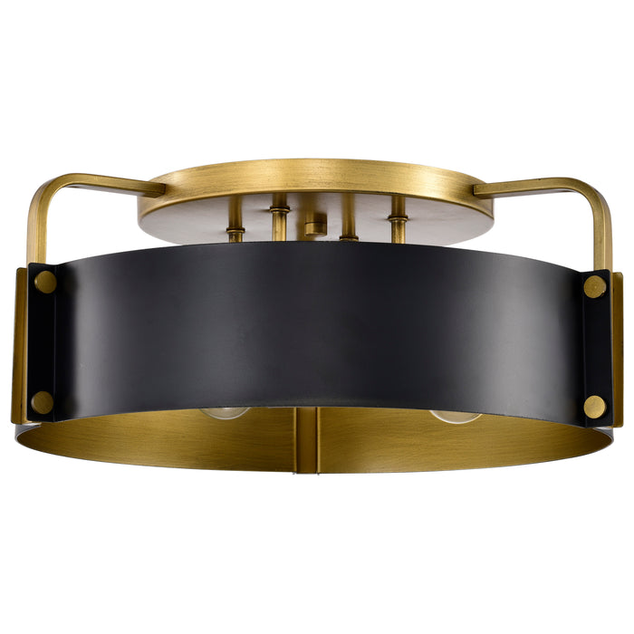 SATCO/NUVO Altos 4 Light Semi Flush Matte Black And Natural Brass Finish (60-7841)