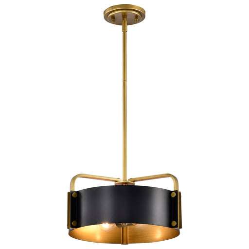 SATCO/NUVO Altos 3 Light Small Pendant Matte Black And Natural Brass Finish (60-7842)