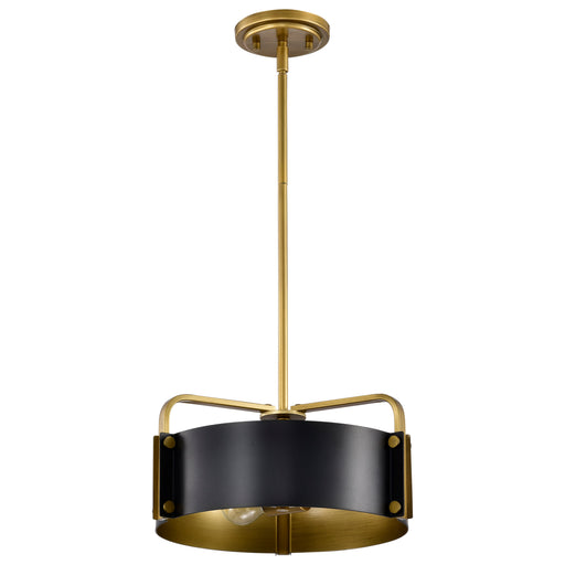 SATCO/NUVO Altos 3 Light Small Pendant Matte Black And Natural Brass Finish (60-7842)