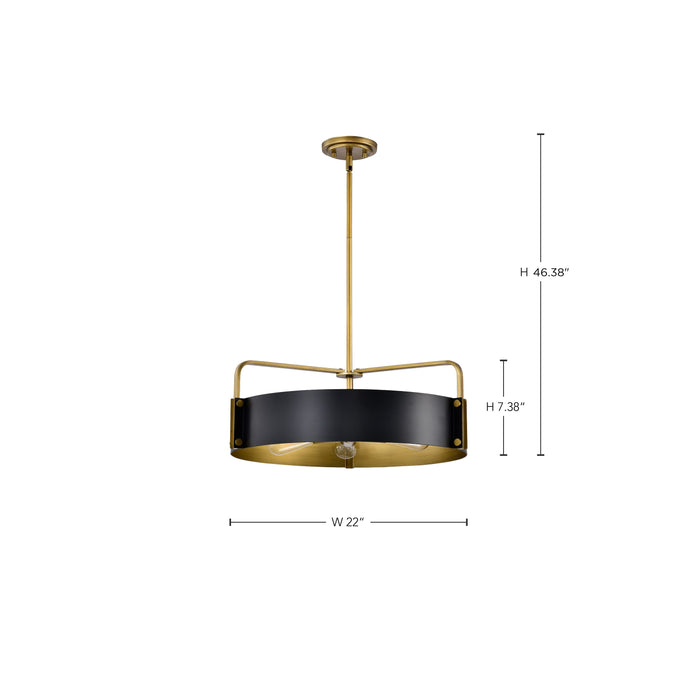 SATCO/NUVO Altos 5 Light Large Pendant Matte Black And Natural Brass Finish (60-7844)