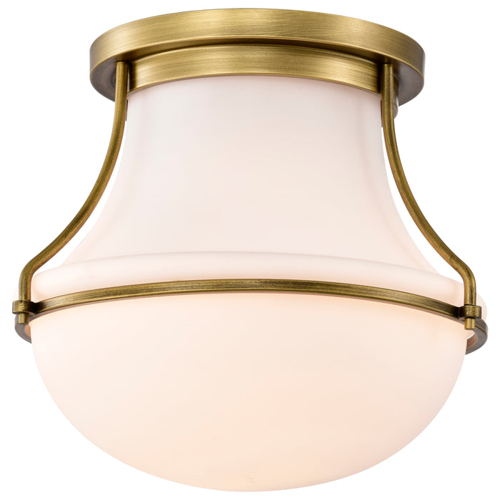 SATCO/NUVO Valdora 1 Light Flush Mount 14 Inch Natural Brass Finish White Opal Glass (60-7861)