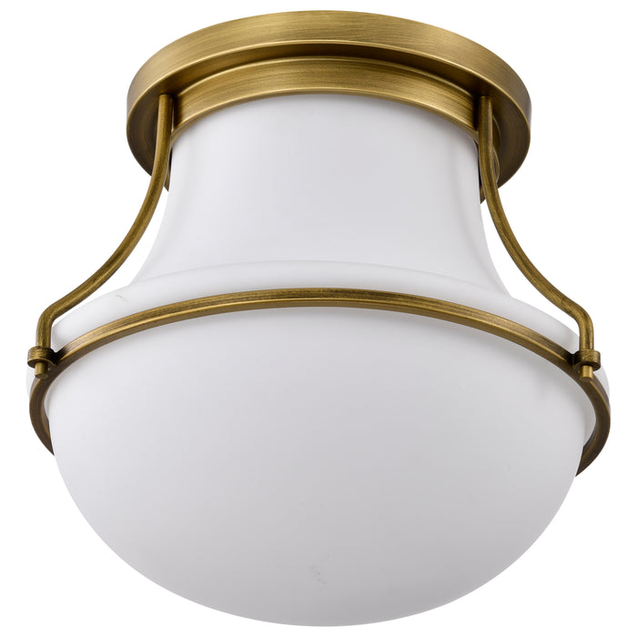 SATCO/NUVO Valdora 1 Light Flush Mount 14 Inch Natural Brass Finish White Opal Glass (60-7861)