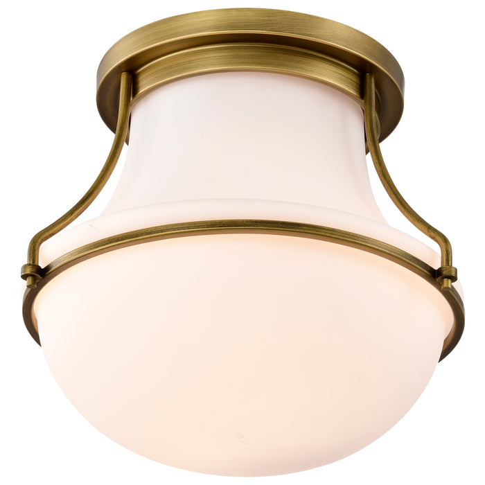 SATCO/NUVO Valdora 1 Light Flush Mount 14 Inch Natural Brass Finish White Opal Glass (60-7861)