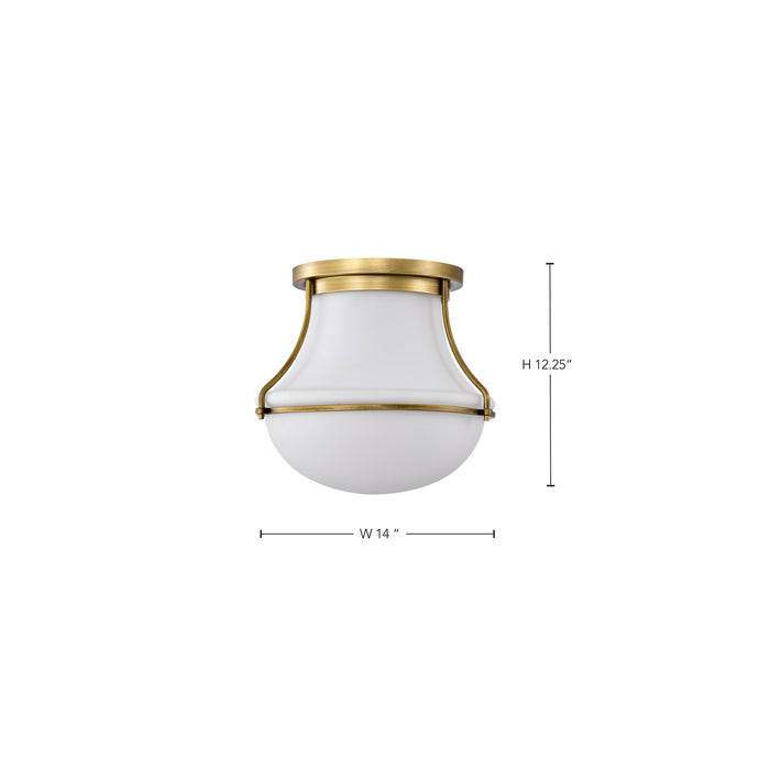 SATCO/NUVO Valdora 1 Light Flush Mount 14 Inch Natural Brass Finish White Opal Glass (60-7861)