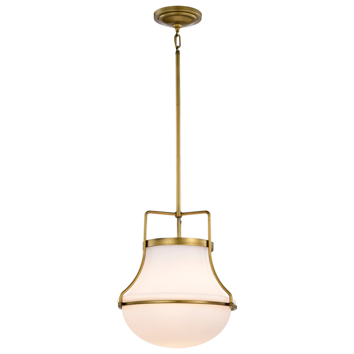 SATCO/NUVO Valdora 1 Light Pendant 14 Inch Natural Brass Finish White Opal Glass (60-7863)