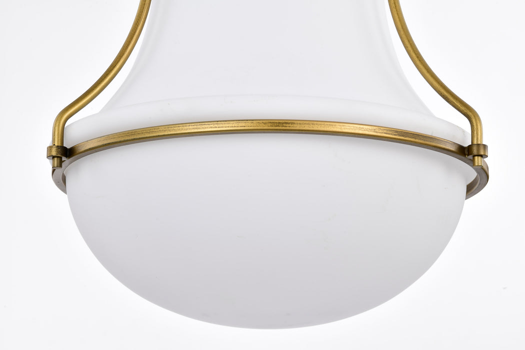 SATCO/NUVO Valdora 1 Light Pendant 14 Inch Natural Brass Finish White Opal Glass (60-7863)