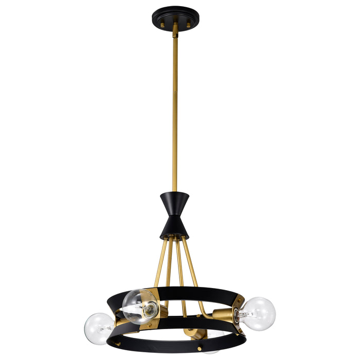 SATCO/NUVO Marsden 4 Light Chandelier Matte Black And Natural Brass Finish (60-7864)