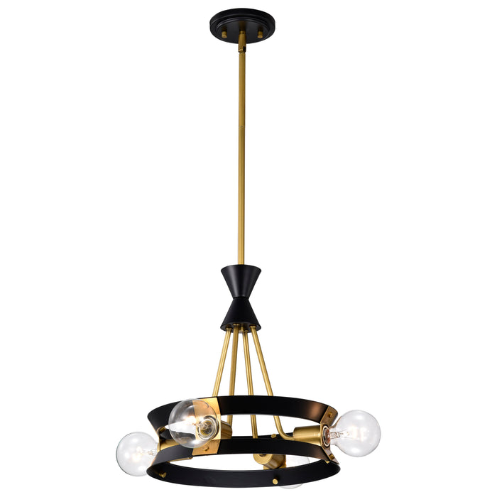 SATCO/NUVO Marsden 4 Light Chandelier Matte Black And Natural Brass Finish (60-7864)