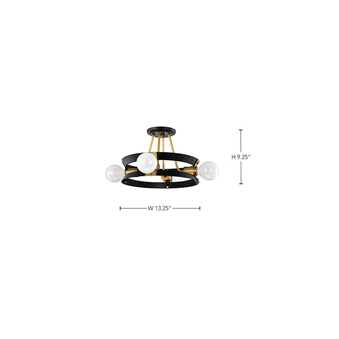 SATCO/NUVO Marsden 4 Light Semi Flush Matte Black And Natural Brass Finish (60-7866)