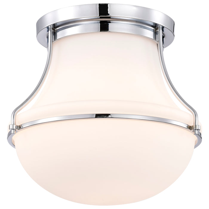 SATCO/NUVO Valdora 1 Light Flush Mount 14 Inch Polished Nickel White Opal Glass (60-7871)