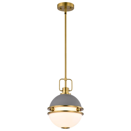 SATCO/NUVO Everton 1 Light Pendant 10 Inch Matte Gray And Brass Finish Etched Opal Glass (60-7875)