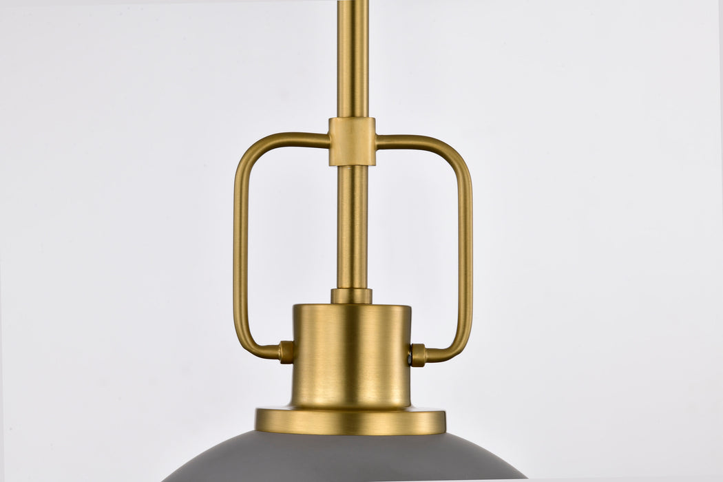 SATCO/NUVO Everton 1 Light Pendant 10 Inch Matte Gray And Brass Finish Etched Opal Glass (60-7875)