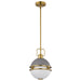 SATCO/NUVO Everton 1 Light Pendant 10 Inch Matte Gray And Brass Finish Etched Opal Glass (60-7875)