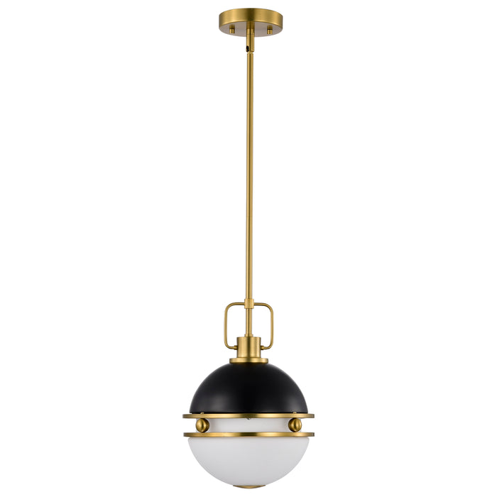 SATCO/NUVO Everton 1 Light Pendant 10 Inch Matte Black And Brass Finish Etched Opal Glass (60-7876)