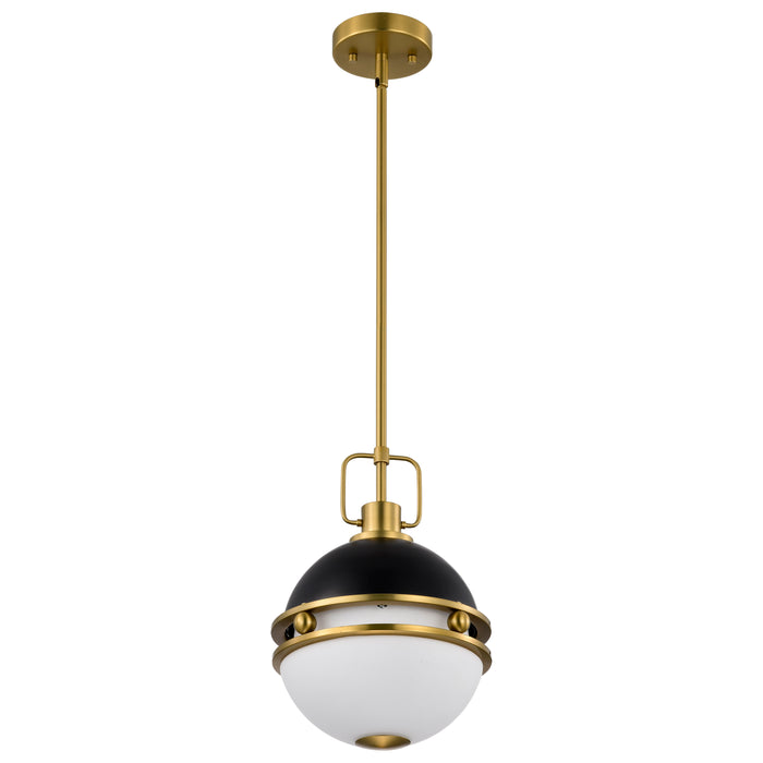 SATCO/NUVO Everton 1 Light Pendant 10 Inch Matte Black And Brass Finish Etched Opal Glass (60-7876)