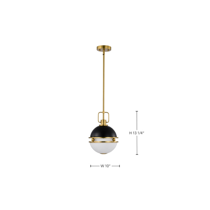 SATCO/NUVO Everton 1 Light Pendant 10 Inch Matte Black And Brass Finish Etched Opal Glass (60-7876)