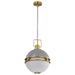 SATCO/NUVO Everton 2 Light Pendant 14 Inch Matte Gray And Brass Finish Etched Opal Glass (60-7877)