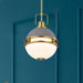 SATCO/NUVO Everton 2 Light Pendant 14 Inch Matte Gray And Brass Finish Etched Opal Glass (60-7877)