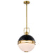 SATCO/NUVO Everton 2 Light 14 Light Pendant 14 Inch Matte Black And Brass Finish Etched Opal Glass (60-7878)