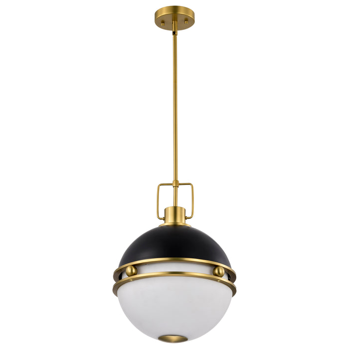 SATCO/NUVO Everton 2 Light 14 Light Pendant 14 Inch Matte Black And Brass Finish Etched Opal Glass (60-7878)