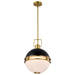 SATCO/NUVO Everton 2 Light 14 Light Pendant 14 Inch Matte Black And Brass Finish Etched Opal Glass (60-7878)