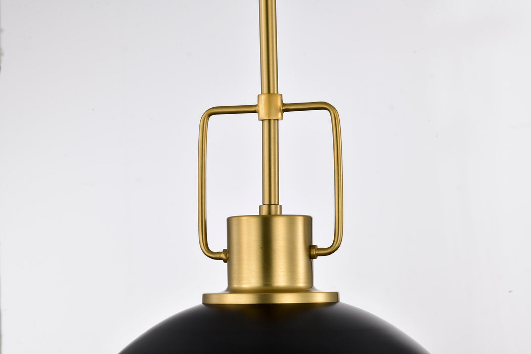 SATCO/NUVO Everton 2 Light 14 Light Pendant 14 Inch Matte Black And Brass Finish Etched Opal Glass (60-7878)
