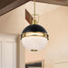 SATCO/NUVO Everton 2 Light 14 Light Pendant 14 Inch Matte Black And Brass Finish Etched Opal Glass (60-7878)