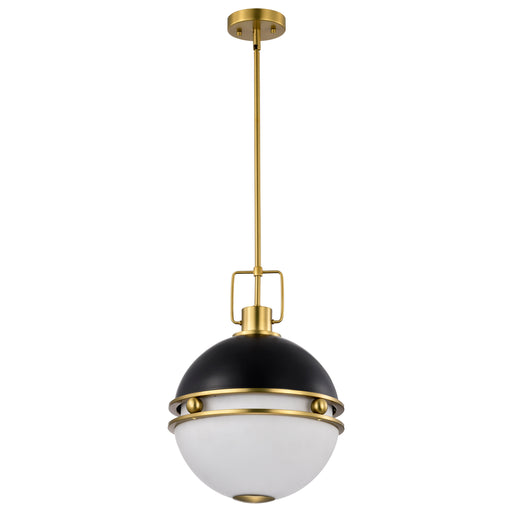 SATCO/NUVO Everton 2 Light 14 Light Pendant 14 Inch Matte Black And Brass Finish Etched Opal Glass (60-7878)