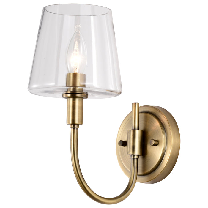 SATCO/NUVO Brookside 1 Light Sconce Vintage Brass Finish Clear Glass (60-7881)