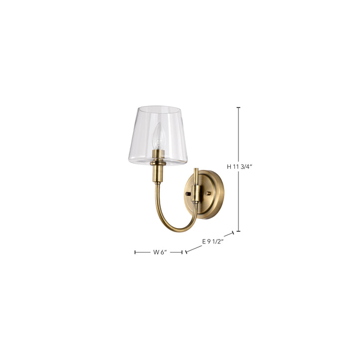 SATCO/NUVO Brookside 1 Light Sconce Vintage Brass Finish Clear Glass (60-7881)