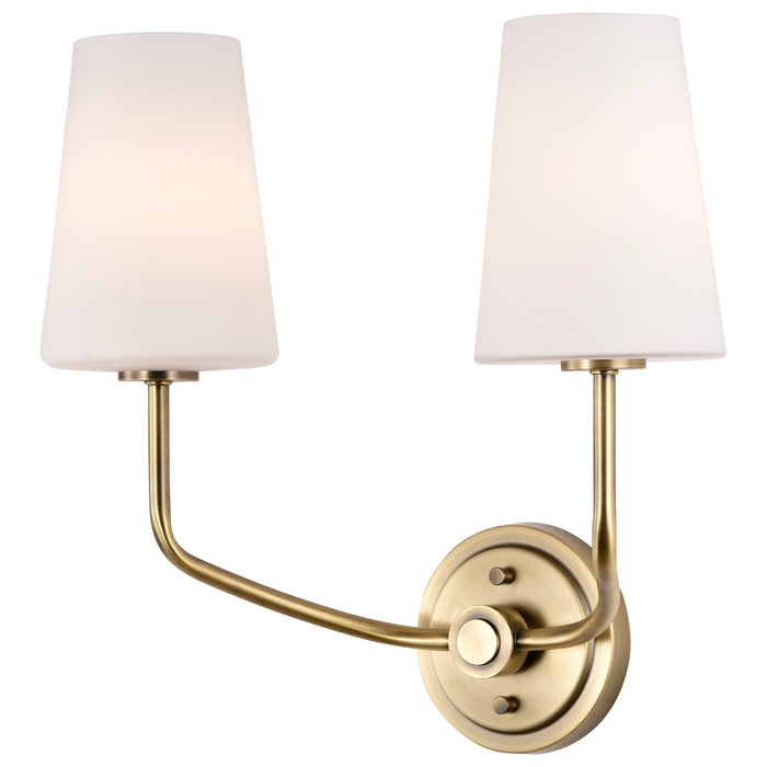 SATCO/NUVO Cordello 2 Light Sconce Vintage Brass Finish Etched White Opal Glass (60-7882)