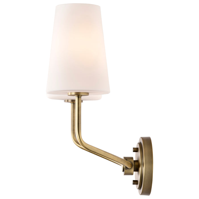 SATCO/NUVO Cordello 2 Light Sconce Vintage Brass Finish Etched White Opal Glass (60-7882)