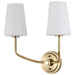 SATCO/NUVO Cordello 2 Light Sconce Vintage Brass Finish Etched White Opal Glass (60-7882)