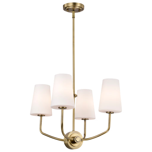 SATCO/NUVO Cordello 4 Light Chandelier Vintage Brass Finish Etched White Opal Glass (60-7884)